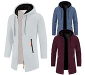 Sudadera de manga larga de otoño para hombre con cremallera y capucha, chaqueta de invierno de gran tamaño para hombre, abrigo cálido, ropa de calle S negro
