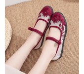 Zapatos de tela antiguos de Beijing, zapatos de malla para mamá, zapatos de malla bordados de estilo antiguo transpirables de verano 35 rojo