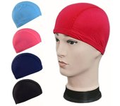 Gorro de natación de tela de Color sólido para hombre y mujer, gorro de tela de nailon de pelo largo, tamaño libre, Color sólido, 1 ud. naranja