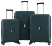 Lot de 3 valises Extensible Rigide Trolley Polycarbonate - LYS Paris 2401-3 - Vert