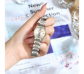 Reloj de cuarzo resistente al agua de acero inoxidable para mujer de negocios, reloj de pulsera dorado con indicador de fecha, reloj deportivo para mujer negro