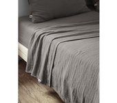 Drap plat  Gaïa  toutes dimensions  Gaze de Coton  - Gaïa Granit - 270 x 300 cm pour lit King size