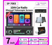 Radio con Carplay para coche, reproductor Multimedia Universal con Android, 1 Din, pantalla retráctil de 7 pulgadas, para Volkswagen, Nissan, Hyundai, Kia 2+32GB negro