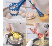 Batidor de huevos multifuncional, batidor de leche, pinzas para pasta, pinzas para alimentos, batidora manual, herramienta para hornear crema de cocina, accesorio de cocina rojo