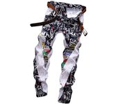 Vaqueros rasgados bordados Bardian 2020, pantalones vaqueros con parche y agujero recto para hombre, pantalones vaqueros con marco 34 blanco