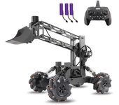 Bulldozer con Control remoto, Kit educativo de vástago de aleación de 2,4 GHz, juguetes de construcción de automóviles de ingeniería DIY, aprendizaje 1 battery negro
