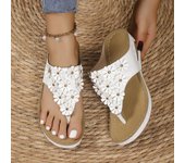 Sandalias para mujer, zapatillas de playa con cuña Vintage de verano para mujer, sandalias de masaje con decoración floral y plataforma para el dedo del pie para mujer 36 marrón