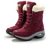 Botas de nieve cálidas de alta calidad para mujer, botines con cordones, cómodos, impermeables, para senderismo al aire libre, 2024 36 negro