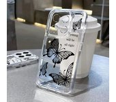 Funda transparente de mariposa para Xiaomi 13t 11t Pro Poco X6 Pro Redmi Note 13 12 11 Pro K70e, funda delgada de protección de lente de silicona suave Redmi Note 13 Pro 5G negro