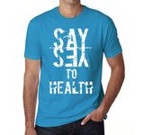 Camiseta vintage para hombre, camiseta gráfica, di sí a la salud, color aguamarina XS rica azul eléctrico