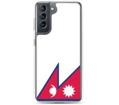 Coque Téléphone - Samsung - Galaxy S21 - Drapeau du Népal - Souple - Multicolore