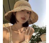 Viseras parasol para mujer, sombrero protector solar, gorra de verano arcoíris, gorra de paja, accesorios de playa para vacaciones beige
