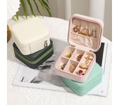 Caja de joyería portátil, organizador de joyas, expositor de joyas de viaje, cajas de almacenamiento de cuero con cremallera, joyero 1pc marrón