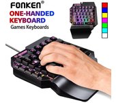 FONKEN-Teclado mecánico para jugar, retroiluminación RGB, portátil, Mini tirador de juego, trono, mano izquierda, controlador de juego, PS4, Xbox negro