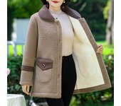 Chaqueta cálida de invierno de talla grande para mujer, chaqueta cálida de color sólido, abrigo con cuello alto y forro polar XXXXL