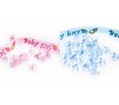 Paquete de 50 chupetes acrílicos bonitos para baby shower y decoraciones de fiesta de revelación de género. Regalo de luna llena azul/rosa. color rosa