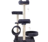 GARFIELD Rascador para gatos gris 55 x 40 x 116 cm - 1 túnel, 4 plataformas, postes rascadores