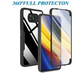 Funda frontal y trasera de 360 grados para Poco X3 X5 X4 M4 M3 Pro 5G, funda de silicona transparente a prueba de golpes para Poco M4 M2 F3 C3, funda transparente For POCO M3 Pro 5G negro