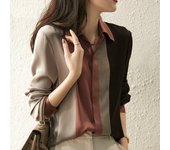 Blusas elegantes de manga larga para mujer, moda de primavera, cuello polo de colores llamativos, camisa holgada para oficina, ropa vintage con botones completos para mujer 18146 M