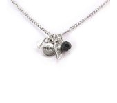 Les Trésors De Lily [J8068] - Collier créateur 'Scarlett' noir argenté (Espoir) negro