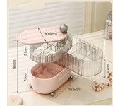 Organizador de maquillaje multicapa, estuche de exposición cosmético portátil, caja de almacenamiento de cosméticos de escritorio para el hogar 3 layers color rosa