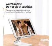 Soporte de escritorio para teléfono móvil, soporte para iPhone, iPad, Xiaomi, soporte ajustable para tableta de escritorio, soporte universal para teléfono móvil blanco