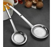Cuchara desnatadora de grasa para olla caliente, colador de malla fina de acero inoxidable, colador de espuma, filtro de aceite para separar la grasa flotante, cucharón de mango largo, colador S