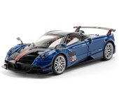 Modelo de coche de juguete a escala 1/18 Pagani Huayra BC Aleación fundida a presión Coche deportivo con sonido Luz Rueda delantera Dirección Juguete Colección Regalo para niño azul