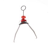 Pinza de acero inoxidable anti-escaldaduras para placa de cocción al vapor, pinza para verduras, herramienta de cocina para el hogar, dispositivo de elevación de placa, pinza triangular antideslizante para olla de arena rojo