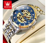Reloj de marca OLEVS, reloj mecánico resistente al agua que brilla en la oscuridad, reloj hueco de moda para hombres, reloj para hombres