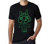 Camiseta vintage para hombre Camiseta gráfica Hardcore Gamer desde 1980 Deep Black XS negro
