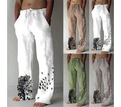 Pantalones de lino de algodón de color sólido sueltos casuales para hombre Pantalones con estampado de corbata elástica XXXXL
