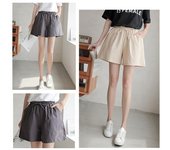 Pantalones cortos de verano para mujer, elásticos, de cintura alta, holgados, con cordón, informales, deportivos, por encima de la rodilla, con bolsillos, para correr, ropa de casa, pantalones cortos casuales, pantalones cortos de pijama M gris