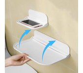 Estante plegable montado en la pared, estante de almacenamiento plegable para ahorrar espacio, soporte para teléfono sin perforaciones, bandeja de almacenamiento para enrutador Wifi, organizador de baño S