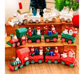 Tren de madera de Navidad de 4 nudos, adornos navideños bonitos pintados de lujo para el hogar, árbol de Navidad, regalo ornamental para Festival, Año Nuevo Type A rojo