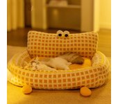 Nido de gato Cama universal para gatos Sofá cálido de invierno Nido para perros Alfombrilla para gatitos Suministros para dormir para mascotas yellow big eyes