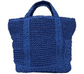 2819 Mini bolso de mano de papel ligero, tipo cesta para delicatessen, tejido a mano [Rootote] (azul) azul