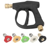 Pistola de lavado a presión para autos con 5 boquillas de jabón, conector M22 de 14 mm y liberación rápida de 1/4 , pistola de espuma para nieve y agua para autos.