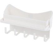 Perchero de pared de plástico adhesivo para diademas, organizador con ganchos para el baño.