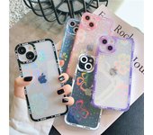 Funda holográfica láser con forma de corazón y flor para Iphone, funda transparente suave a prueba de golpes para Iphone 13 Pro Max 12 11 Xr Xs Max X 7 8 Plus 13 For iPhone XR