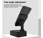 Soporte para teléfono con altavoz Bluetooth inalámbrico, salida USB, batería recargable de 1500 mAh, plegable, para escritorio blanco