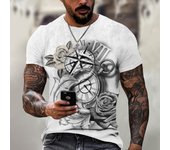 Camiseta Vintage para hombre, camisetas de manga corta con estampado de reloj de bolsillo en 3D, camisetas de calle con cuello redondo para hombre, camiseta de gran tamaño, ropa para hombre L