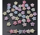 50 Uds. De cuentas sueltas de estrella de cinco puntas de fondo plano con ráfaga de cristal de imitación, accesorios para collar, materiales hechos a mano DIY color rosa