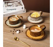 Juego de tazas y platos de cerámica con estampado de leopardo, tazas de café retro japonesas, tazas para café con leche, tazas de té, tazas para bebidas, tazas de agua para el hogar 160ml