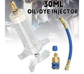 Inyector de aceite/tinte para aire acondicionado de coche, 30 ml, 1 oz, con adaptador de acoplamiento rápido de lado bajo, jeringa de inyección de aceite para aire acondicionado automotriz de 1/4