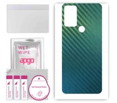 apgo Protective Skin Sticker for the back compatible with Motorola Moto G Play 2022, Wrap Film, Foil, Vinyl - Pattern Carbon Chameleon CAKA1