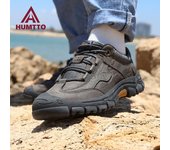 Zapatos de cuero HUMTTO para hombre, zapatillas de deporte informales de diseñador de lujo impermeables de invierno para hombre, zapatillas de trabajo negras transpirables a la moda para hombre 44 negro