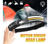 Linterna frontal LED COB con inducción, batería incorporada, recargable por USB, para exteriores, camping, pesca, sensor 1LED-White