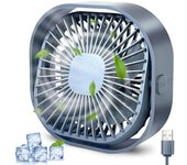 Mini ventilador de escritorio USB con 3 velocidades ajustables, ventiladores potentes silenciosos USB personales azul