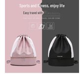 Mochila deportiva impermeable con compartimento para zapatos negro